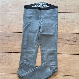 Helmut Lang gray suede leggings with black waistband sz 0